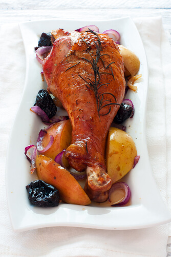 Roasted Goose with Prune and Apple Stuffing