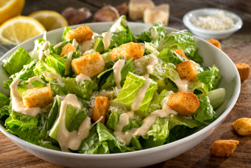 Romaine with Garlic Lemon Anchovy Dressing
