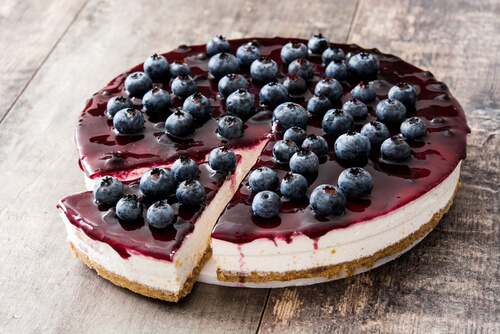 Mini Lemon Cakes with Cream Cheese Icing and Blueberry Compote