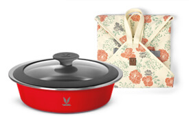 HauteCase - 1100 ml - Scarlet Red - Glass Lid - with CarryMat - Beige