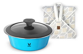 HauteCase - 1500 ml - Azure Blue - Glass Lid - with CarryMat - Grey