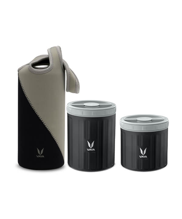 Vaya Preserve - 260 ml + 440 ml - Black with GoBag - Moon Grey