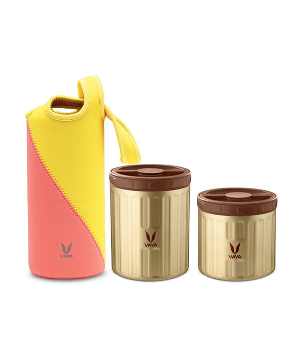 Vaya Preserve - 260 ml + 440 ml - Gold with GoBag - Citrus Pink